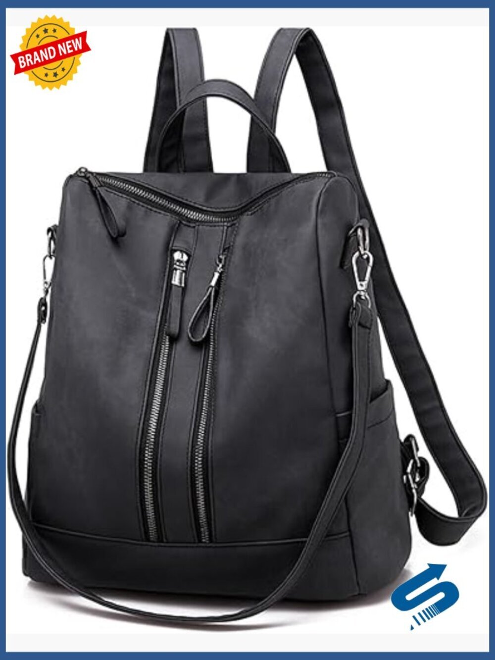 Leather Waterproof Anti-theft Convertible Backpack Purse
